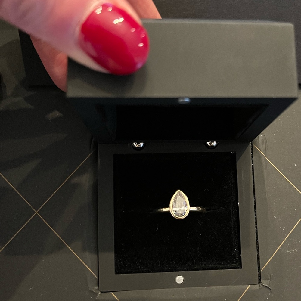 1.75 Carat enhanced diamond engagement ring. Pear shaped in 14k gold.
